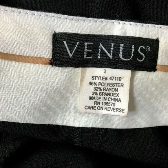 Venus Sz 2 Black Slim Leg Career Dress Pants No Pockets Ankle Vents NEW - Picture 3 of 4